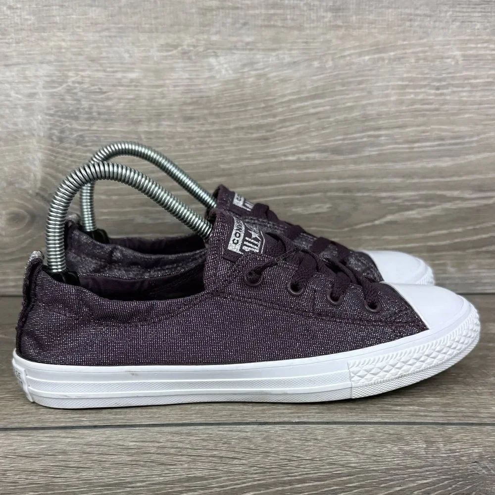 Converse CT All-Star Shoreline Big Girl Sz 5 Purple Shimmer Slip On Sneakers